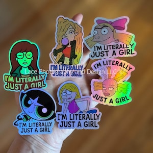 I&#39;m Literally Just a Girl 90s & Millennial Nostalgia Stickers | 90s Cartoon Stickers, 00&#39;s Cartoon Stickers, Millennial Stickers, Feminist