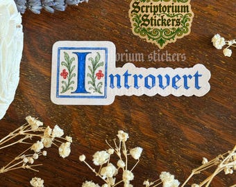 Introvert Medieval Sticker | Medievalcore, Medieval Marginalia, Illuminated Manuscript, Fantasy Sticker, TTRPG Sticker