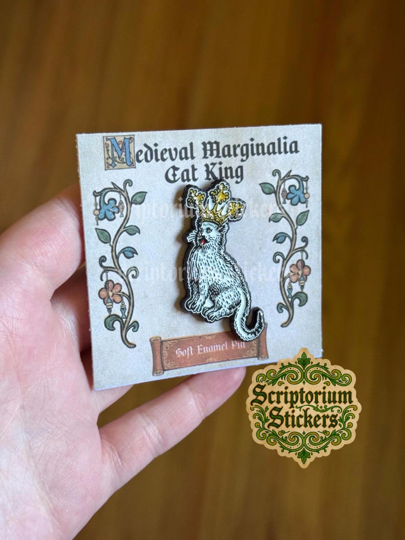 Medieval Cat Soft Enamel Pin | Medieval Marginalia, Medieval Cat King, Weird Medieval Guy, Medieval Pin, Medieval Lapel Pin Bild 4