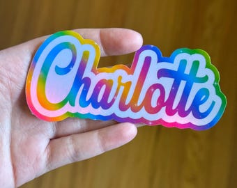 Customizable 90s Rainbow Galaxy Sticker | Personalized Sticker, Custom Name Sticker, 90s Nostalgia, Millennial Sticker, Holographic Sticker