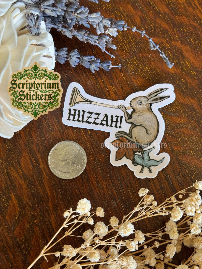 Huzzah Medieval Humor Sticker | Meme Sticker, Unique Gift, Middle Ages Sticker, Medieval Art Sticker, Weird Medieval Guys image 2