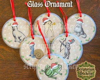 Medieval Ornament Collection | Glass Ornament, Medievalcore, Medieval Marginalia, Weird Medieval Guys, Medieval Cat, Medieval Frog