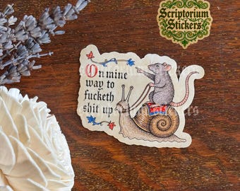 Plague Rat Medieval Sticker | Medieval Marginalia Sticker, Medievalcore, Anxiety Sticker, Medievalcore, Medieval Snail
