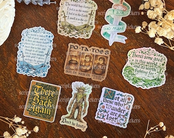 8pc Fantasy MINI Sticker Pack | Medieval Sticker, Bookish Sticker, Hobbit Sticker, Fantasy Sticker, Bookish Sticker, Potatoes Sticker