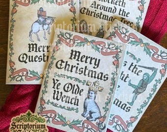 Medieval Christmas Cards | 4"x5" Card, Weird Medieval Guys, Medieval Humor, Middle Ages Card, Medieval Card, Meme Christmas Cards