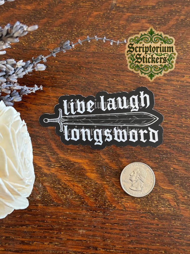 Longsword Medieval Stickers | Medieval Art Sticker, Feminist Sticker, Medieval Woodcut Sticker, Medievalcore Sticker, Knightcore Sticker Live Laugh Longsword
