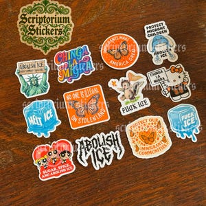 12pc Anti ICE Mini Sticker Pack | Anti Trump Stickers, Journaling Stickers, Anti Fascism Stickers, Abolish ICE Stickers, Chinga La Migra