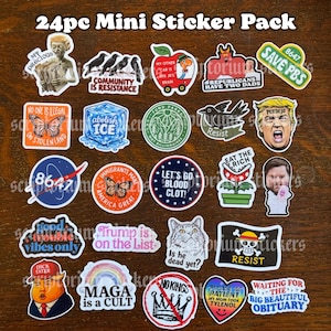 24pc Anti Fascism MINI Sticker Pack | Anti Trump Stickers, Protest Stickers, Satire Sticker, Political Humor, Journaling Stickers image 1
