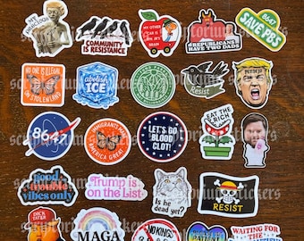 24pc Anti Fascism MINI Sticker Pack | Anti Trump Stickers, Protest Stickers, Satire Sticker, Political Humor, Journaling Stickers
