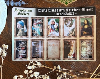 Renaissance Mini Museum Sticker Sheet | 10pc Mini Stickers, Art History Sticker, Fine Art Sticker, Journaling Sticker