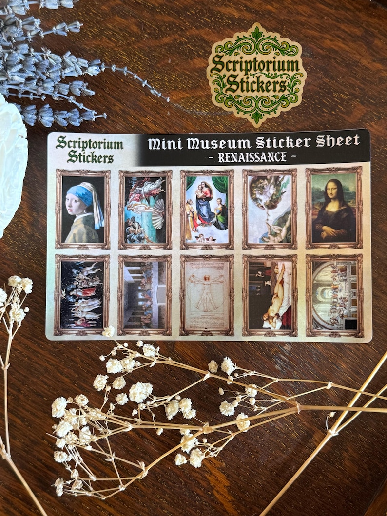 Scriptorium Border Renaissance Mini Museum Sticker Sheet | 10pc Mini Stickers, Art History ...