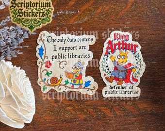 Public Libraries Medieval Stickers | Anti Data Center, Medieval Knight, Medieval Maginalia, Medievalcore, Library Sticker