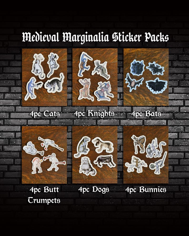 Weird Medieval Marginalia Sticker Packs | Medieval Art Stickers ...