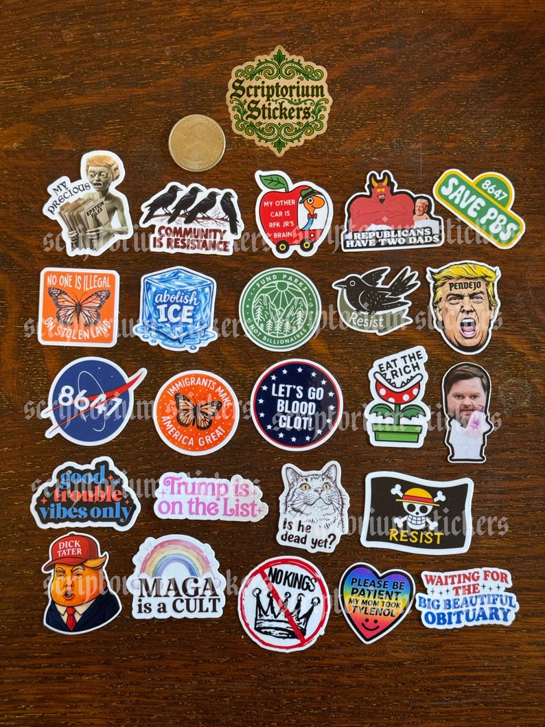 24pc Anti Fascism MINI Sticker Pack | Anti Trump Stickers, Protest Stickers, Satire Sticker, Political Humor, Journaling Stickers image 2