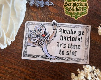 Medieval Lion Meme Sticker | Cat Sticker, Meme Sticker, Unique Gift, Middle Ages Sticker, Medieval Art Sticker