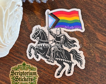 Pride Medieval Knight Sticker | Middle Ages Sticker, Medieval Art Sticker, Medievalcore, Medieval Woodcut, Pride Sticker