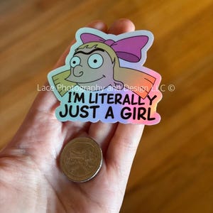 I'm Literally Just a Girl 90s & Millennial Nostalgia Stickers | 90s Cartoon Stickers, 00's Cartoon Stickers, Millennial Stickers, Feminist Helga