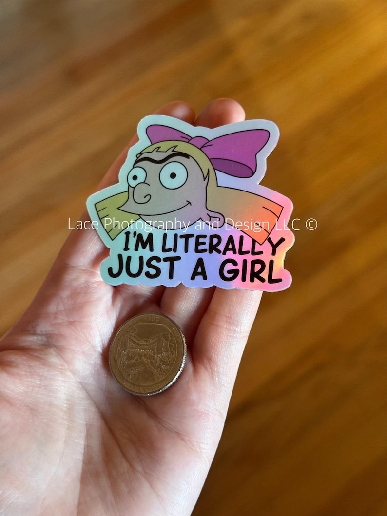 I'm Literally Just a Girl 90s & Millennial Nostalgia Stickers | 90s Cartoon Stickers, 00's Cartoon Stickers, Millennial Stickers, Feminist Helga