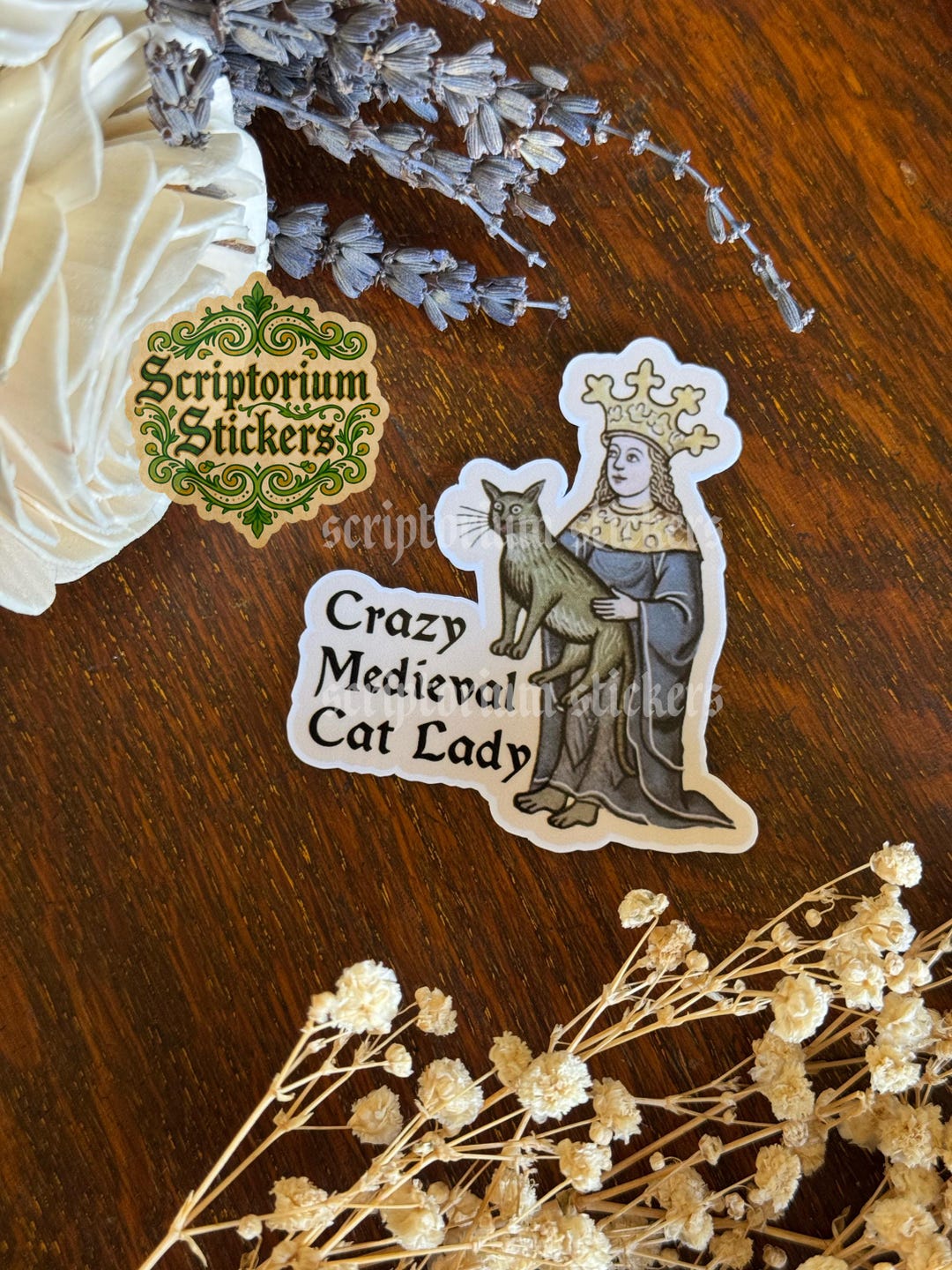 Crazy Medieval Cat Lady Medieval Humor Sticker | Cat Sticker, Meme ...