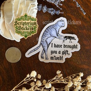 Pegatina de gato medieval / Pegatina de meme, Regalo único, Pegatina de arte medieval, Arte medieval peculiar, Humor medieval imagen 2
