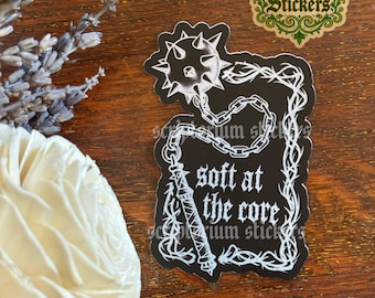 Soft At The Core Medieval Sticker | Medieval Art Sticker, Feminist Sticker, Medieval Woodcut Sticker, Medievalcore Sticker, Knightcore