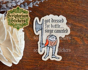 Blemmye Knight Medieval Sticker | Medieval Marginalia Sticker, Medieval Knight Sticker, Weird Medieval Guy