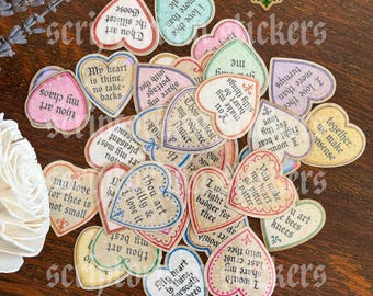 37pc Valentine Candy Heart Medieval Sticker Pack | Medieval Marginalia, Sarcastic Stickers, Valentine Stickers, Anniversary Stickers
