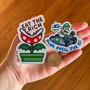 Blue Shell the 1% Sticker | Anti Capitalism, Punk, Activism, Satire, Eat the Rich, Protest Sticker, Anti Trump Sticker Combo Pack 2