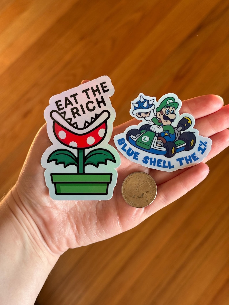 Blue Shell the 1% Sticker | Anti Capitalism, Punk, Activism, Satire, Eat the Rich, Protest Sticker, Anti Trump Sticker Combo Pack 2