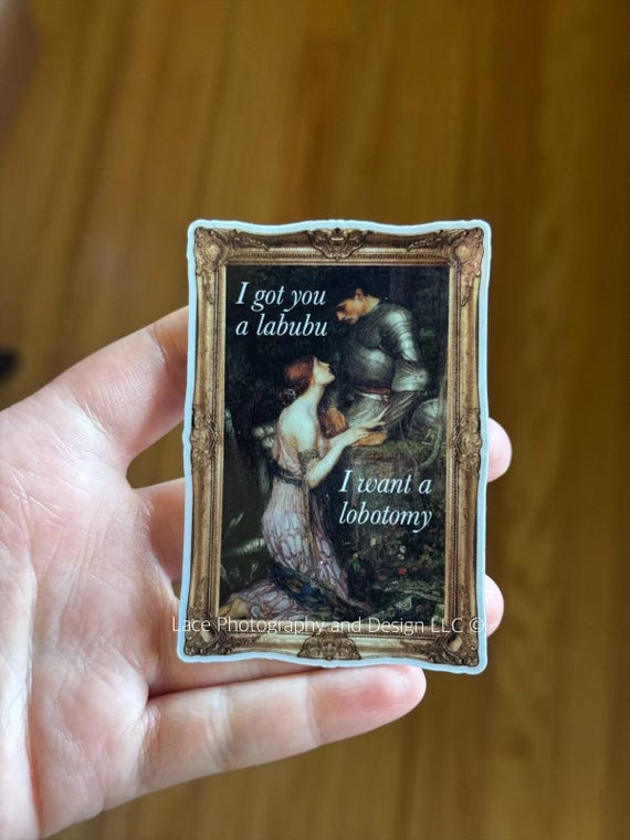 Fine Art Meme Sticker | Meme Sticker, Unique Gift, Feminist Sticker, Mondays Sticker, Lamia and Soldier Sticker, Labubu Sticker