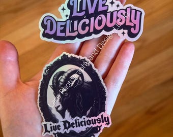Live Deliciously Stickers | The Witch, Dark Humor, Black Phillip