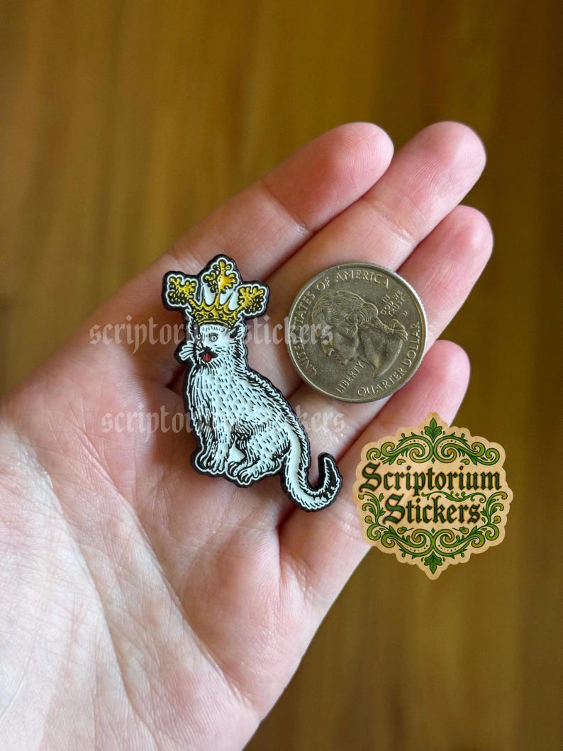 Medieval Cat Soft Enamel Pin | Medieval Marginalia, Medieval Cat King, Weird Medieval Guy, Medieval Pin, Medieval Lapel Pin Bild 3
