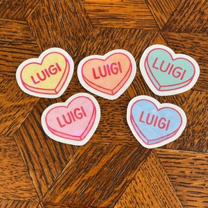 Luigi Heart Candy Sticker Pack | Laptop Sticker, Kindle Sticker, Valentine's Sticker, Heart Candy, Luigi Love, Sticker Pack, Protest