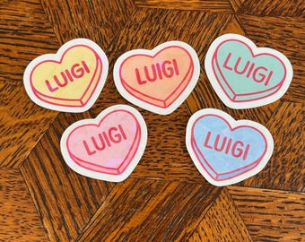 Luigi Heart Candy Sticker Pack | Laptop Sticker, Kindle Sticker, Valentine's Sticker, Heart Candy, Luigi Love, Sticker Pack, Protest