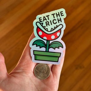 Blue Shell the 1% Sticker | Anti Capitalism, Punk, Activism, Satire, Eat the Rich, Protest Sticker, Anti Trump Sticker 3.25" Tall Piranha