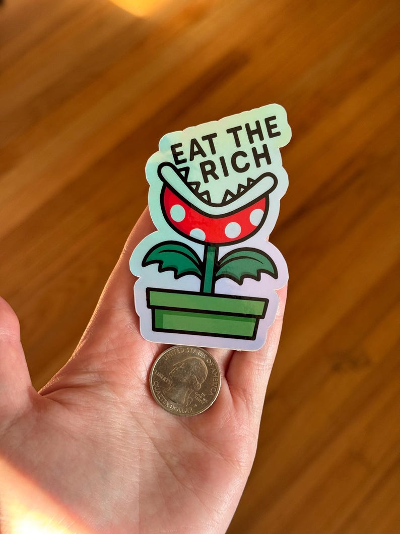 Blue Shell the 1% Sticker | Anti Capitalism, Punk, Activism, Satire, Eat the Rich, Protest Sticker, Anti Trump Sticker 3.25" Tall Piranha