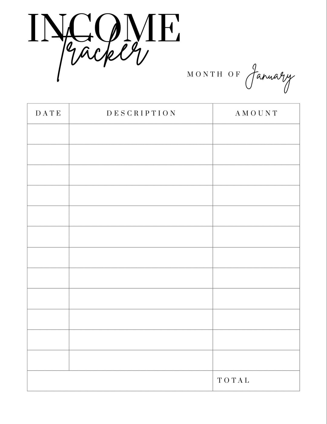 Printable Monthly Income Tracker Personal Finance Planner PDF Download - Etsy