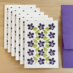 Set di biglietti da visita con stampa tipografica "Viole di legno viola" - Ispirato all'Art Nouveau - Set di cancelleria artigianale