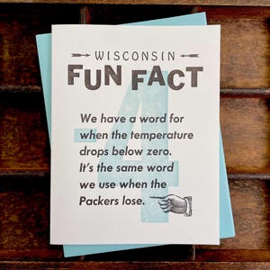 Lustige Wisconsin Winter Grußkarte - Handgemachte Letterpress Karte - Wisco Karte für Sie und Ihn