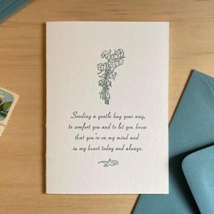 Une carte de sympathie pour un câlin doux - carte typographique artisanale - carte de voeux d'encouragement