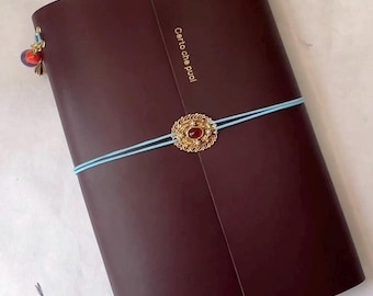 Personalized A5 Trifold Leather Journal Vegetable Tanned