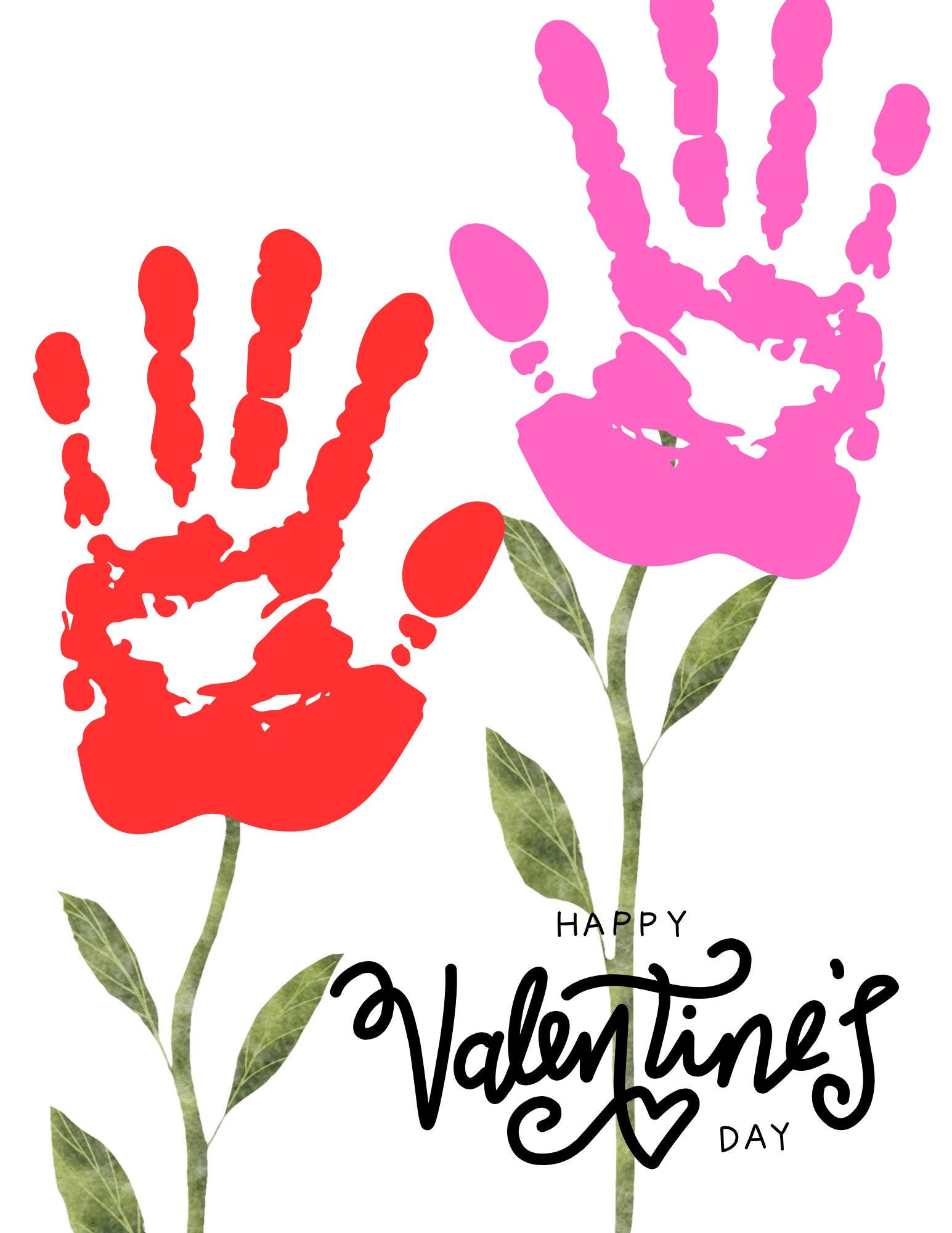 Hand Rip Valintines Valentine's Day Handprint Craft - Etsy