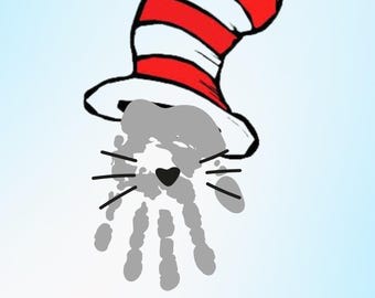 May include: A handprint illustration of the Cat in the Hat character from the Dr. Seuss book. The image includes the quote "The more you read, the more things you'll know. The more that you learn, the more places you'll go! -Dr. Seuss".