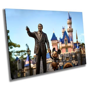 Disneyland Partners Statue Print: Walt and Mickey, Sleeping Beauty Castle