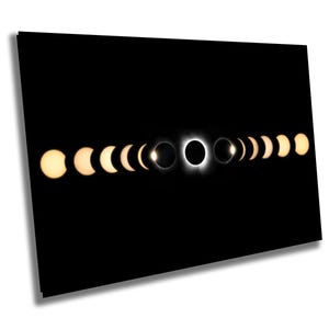 Photo composite de l'éclipse totale de soleil de 2024, Fort Worth, Texas - Impression/toile/acrylique/métal