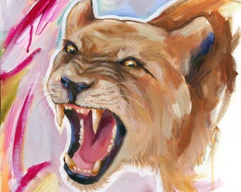 You Can't Touch Us - Angry Lioness giclee painting print - Womans Rights Art