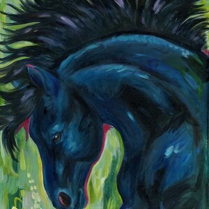 August Black Horse Oil Painting Giclee Print image 1