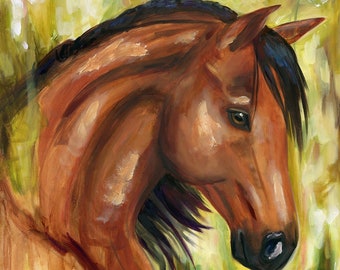 Jasper Bay Horse Oil Painting Giclee Print