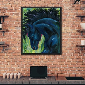 August Black Horse Oil Painting Giclee Print image 3