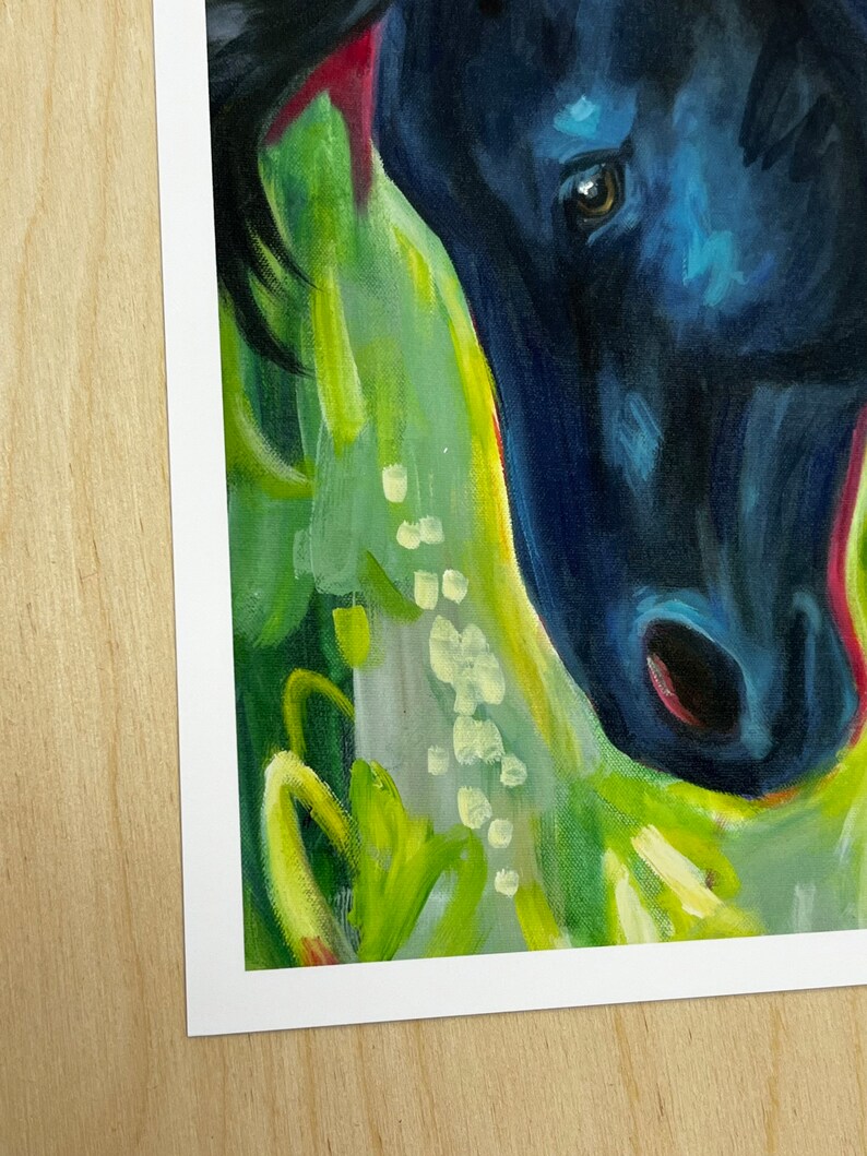 August Black Horse Oil Painting Giclee Print image 2